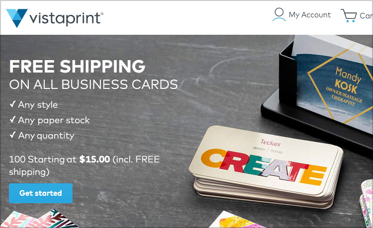 free shipping no minimum business cards